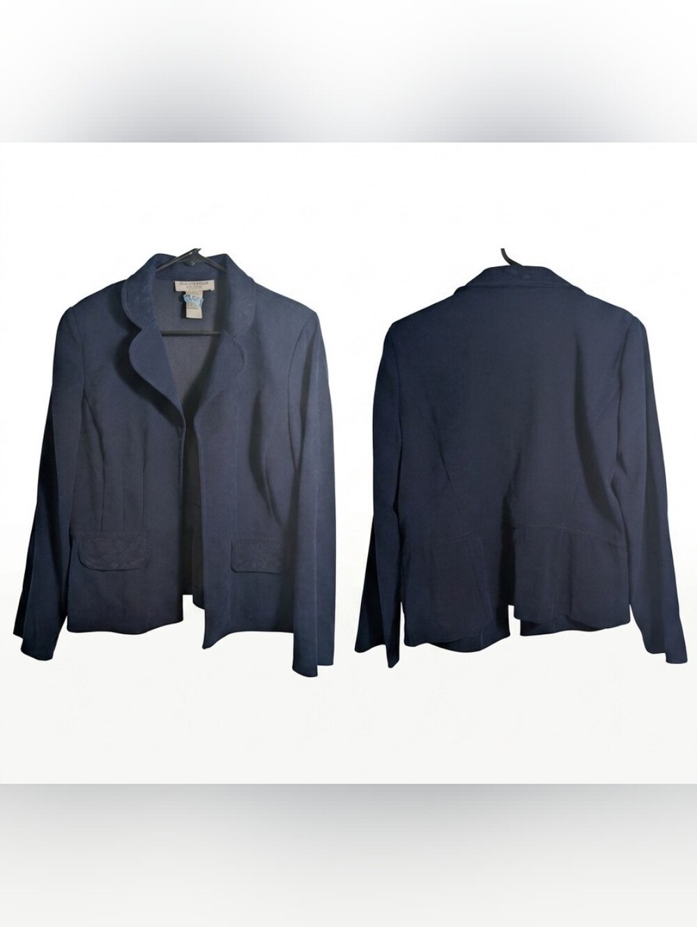 Sag Harbor Stretch Navy Blue Open Front Blazer Jacket 10P